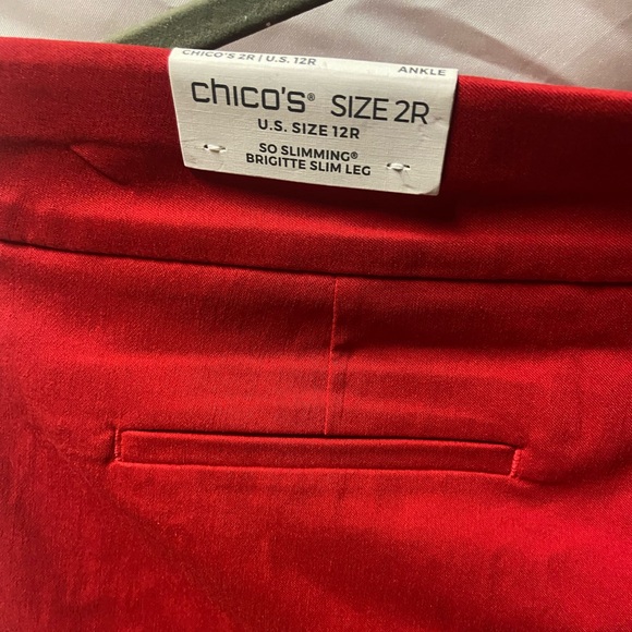 CHICO’s Red Capri Pant_Brigitte Beaded Ankle Pants_size 12R/2R_New - Picture 8 of 14